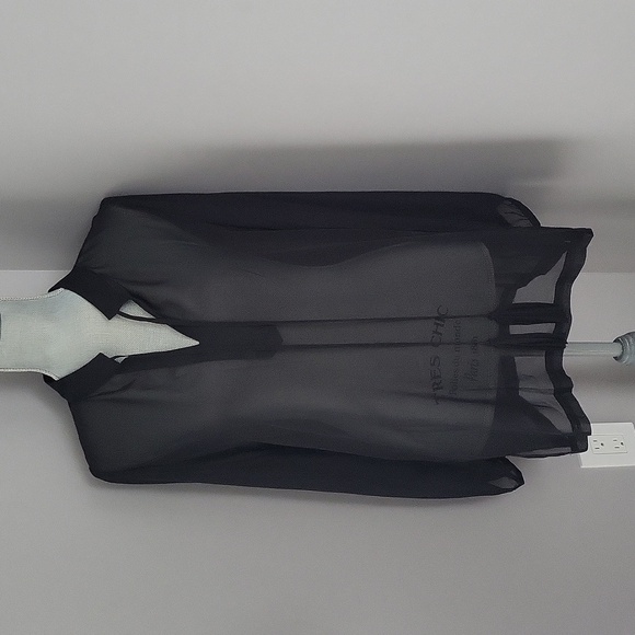 BCBGMaxAzria Tops - BCBGMaxAzria Black Sheer Shirt